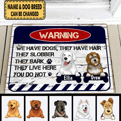 Warning We Have Dogs - Personalized Doormat