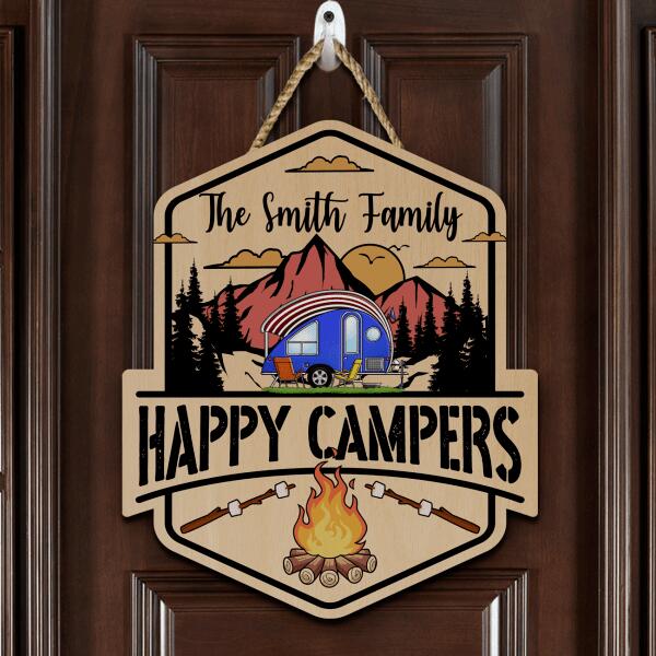 Happy Campers, Camping For Personalized Door Sign