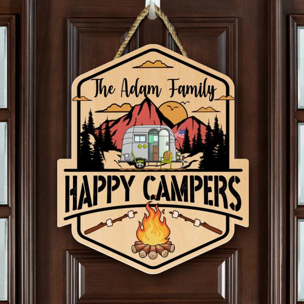 Happy Campers, Camping For Personalized Door Sign