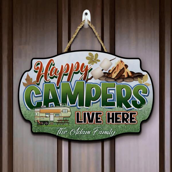 Happy Campers Live Here, Camping For Lovers, Personalized Door Sign