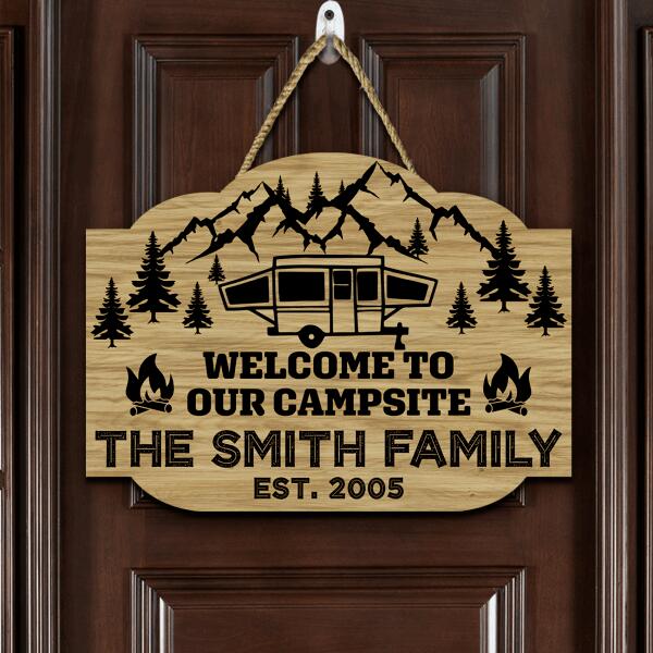 Welcome To Our Campsite, RVS Camping, Camping For Personalized Door Sign
