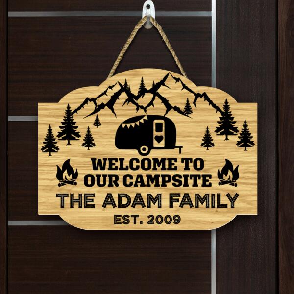 Welcome To Our Campsite, RVS Camping, Camping For Personalized Door Sign