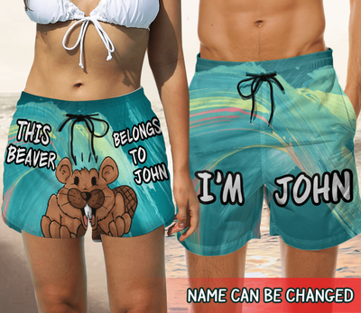 This Beaver Belongs To - Personalized Beach Short