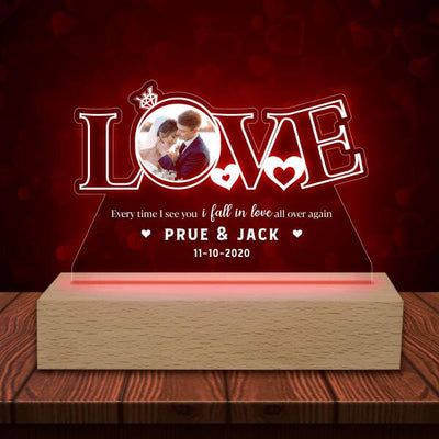 Every Time I See You I Fall In Love All Over Again Personalized Acrylic Night Light - One Side Print