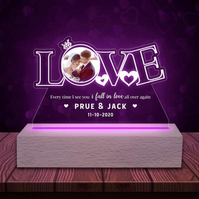 Every Time I See You I Fall In Love All Over Again Personalized Acrylic Night Light - One Side Print