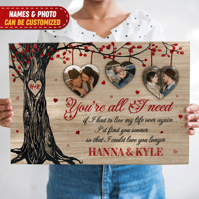 You're All I Need, Valentine's Day, Canvas For Couple, Personalized For Canvas