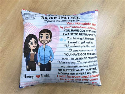 The Day I Met You Personalized Throw Pillow – Decorative Pillow (Insert Included)