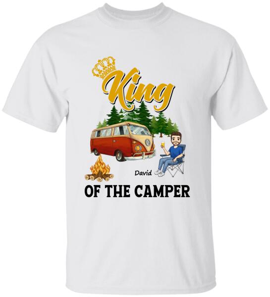 King Queen Of The Camper, Camping For Couple, For Valentine's Day, Personalized T-shirt