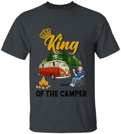 King Queen Of The Camper, Camping For Couple, For Valentine's Day, Personalized T-shirt