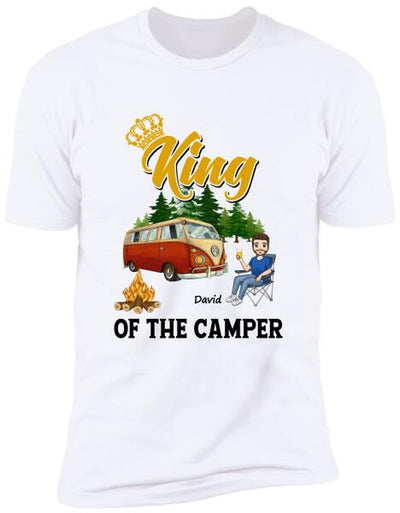 King Queen Of The Camper, Camping For Couple, For Valentine's Day, Personalized T-shirt