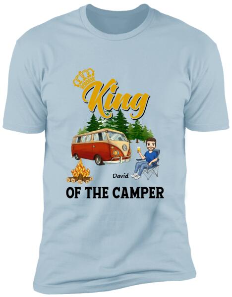 King Queen Of The Camper, Camping For Couple, For Valentine's Day, Personalized T-shirt