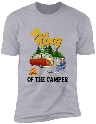 King Queen Of The Camper, Camping For Couple, For Valentine's Day, Personalized T-shirt