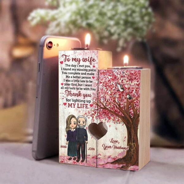 To My Wife The Day I Met You, I Found My Missing Personalized Piece Candle Holder