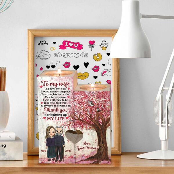 To My Wife The Day I Met You, I Found My Missing Personalized Piece Candle Holder