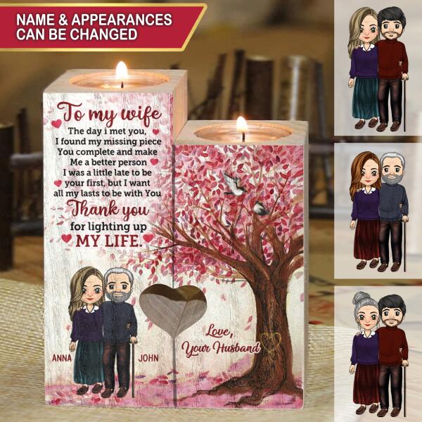 To My Wife The Day I Met You, I Found My Missing Personalized Piece Candle Holder