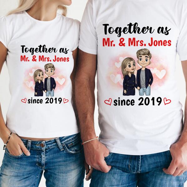 Together As Mr & Mrs, Anniversary Gifts - Personalized T-Shirt