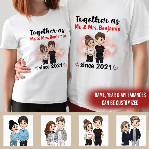 Together As Mr & Mrs, Anniversary Gifts - Personalized T-Shirt