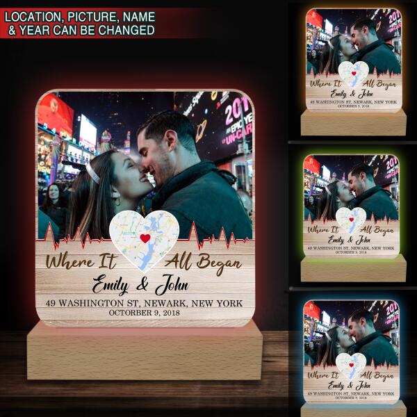 Where It All Began Acrylic Night Light, Personalized Night Light Gift For Her