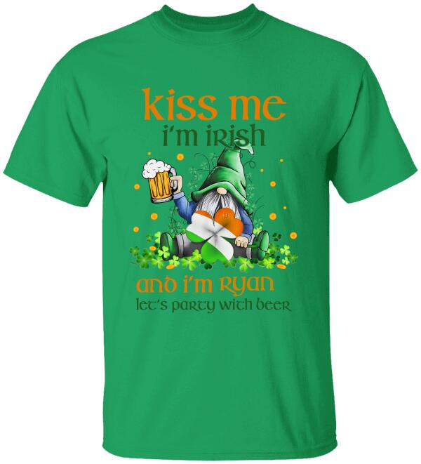 Kiss me, I'm Irish, Let's Party With Beer, For Patrick's Day - Personalized T-shirt