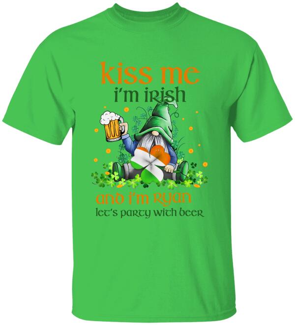 Kiss me, I'm Irish, Let's Party With Beer, For Patrick's Day - Personalized T-shirt