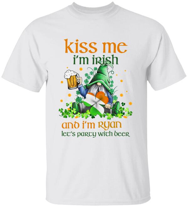 Kiss me, I'm Irish, Let's Party With Beer, For Patrick's Day - Personalized T-shirt