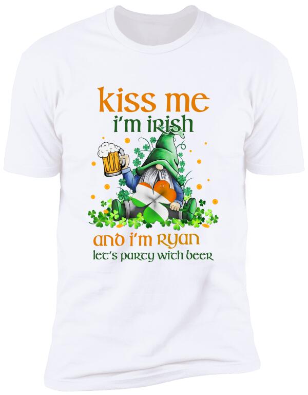 Kiss me, I'm Irish, Let's Party With Beer, For Patrick's Day - Personalized T-shirt