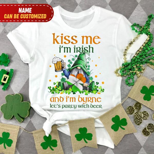 Kiss me, I'm Irish, Let's Party With Beer, For Patrick's Day - Personalized T-shirt