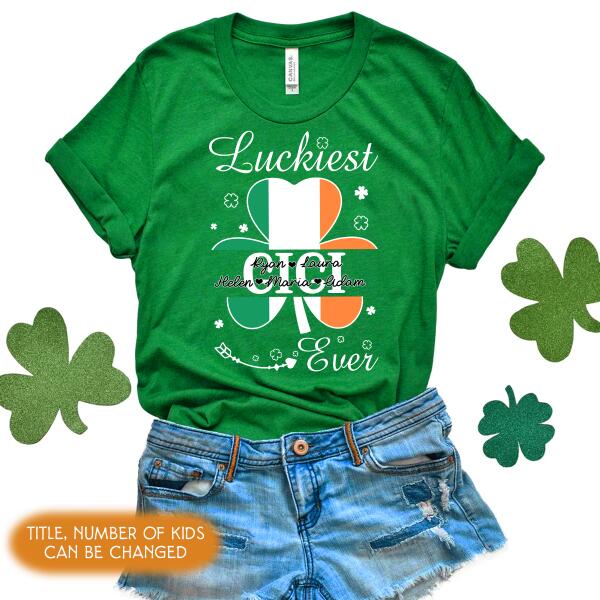 Luckiest Grandma Ever, Personalized T-Shirt, Grandma Patrick Shirt Shamrock Shirt