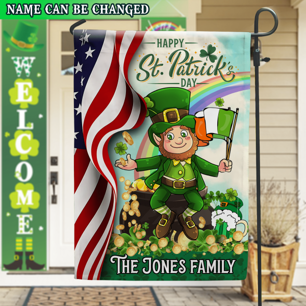 Happy Saint Patrick's Day Personalized Garden Flag