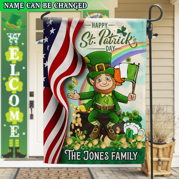 Happy Saint Patrick&#39;s Day Personalized Garden Flag