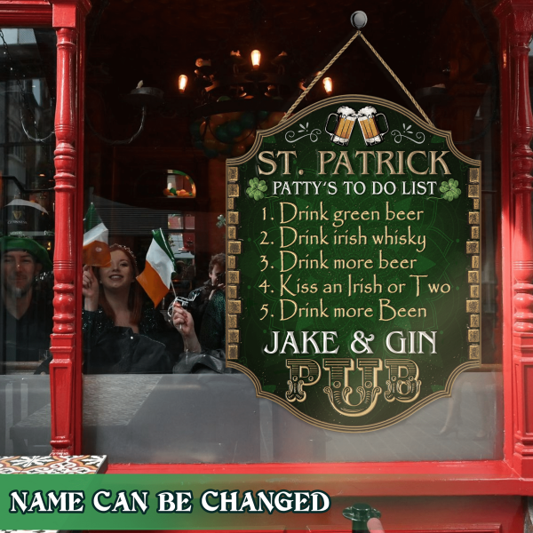 St. Patrick - Patty’s To Do List - Personalized Wooden Door Sign