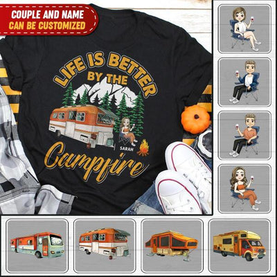 Life Is Better By The Campfire T-Shirt, Camper Shirt, Camp Lover - Personalized TShirt