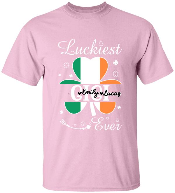 Luckiest Grandma Ever, Personalized T-Shirt, Grandma Patrick Shirt Shamrock Shirt