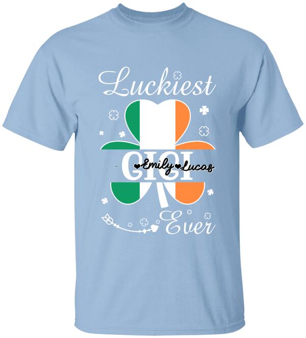 Luckiest Grandma Ever, Personalized T-Shirt, Grandma Patrick Shirt Shamrock Shirt