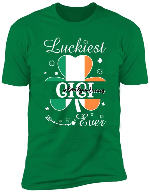 Luckiest Grandma Ever, Personalized T-Shirt, Grandma Patrick Shirt Shamrock Shirt