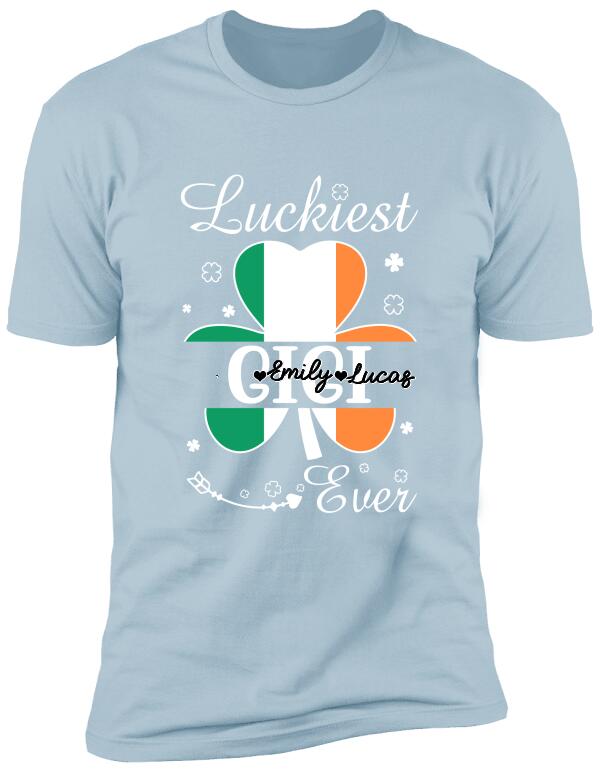 Luckiest Grandma Ever, Personalized T-Shirt, Grandma Patrick Shirt Shamrock Shirt