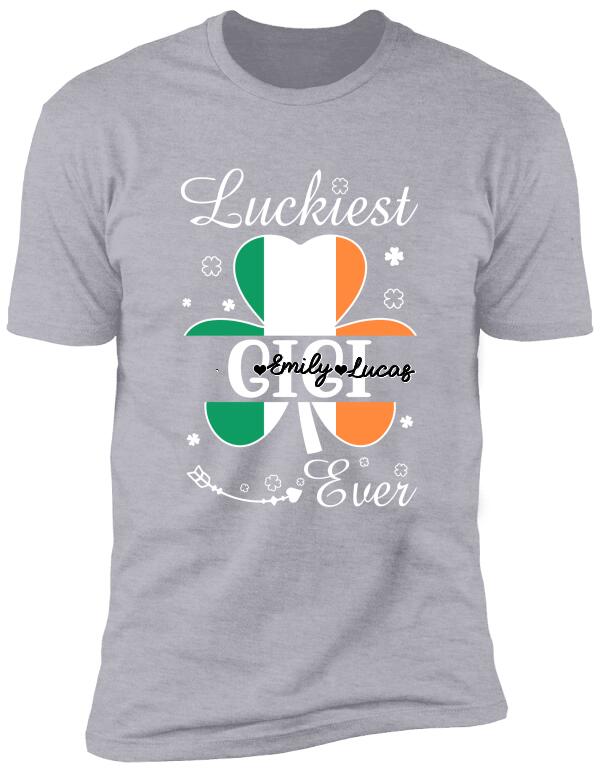 Luckiest Grandma Ever, Personalized T-Shirt, Grandma Patrick Shirt Shamrock Shirt