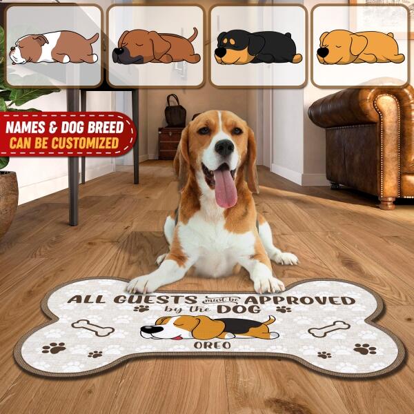 All Guests Must Be Approved By The Dogs - Personalized Bone Shaped Doormat