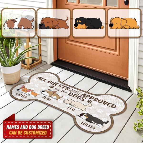 All Guests Must Be Approved By The Dogs - Personalized Bone Shaped Doormat