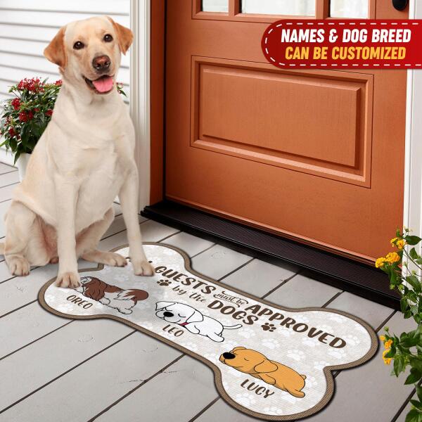 All Guests Must Be Approved By The Dogs - Personalized Bone Shaped Doormat