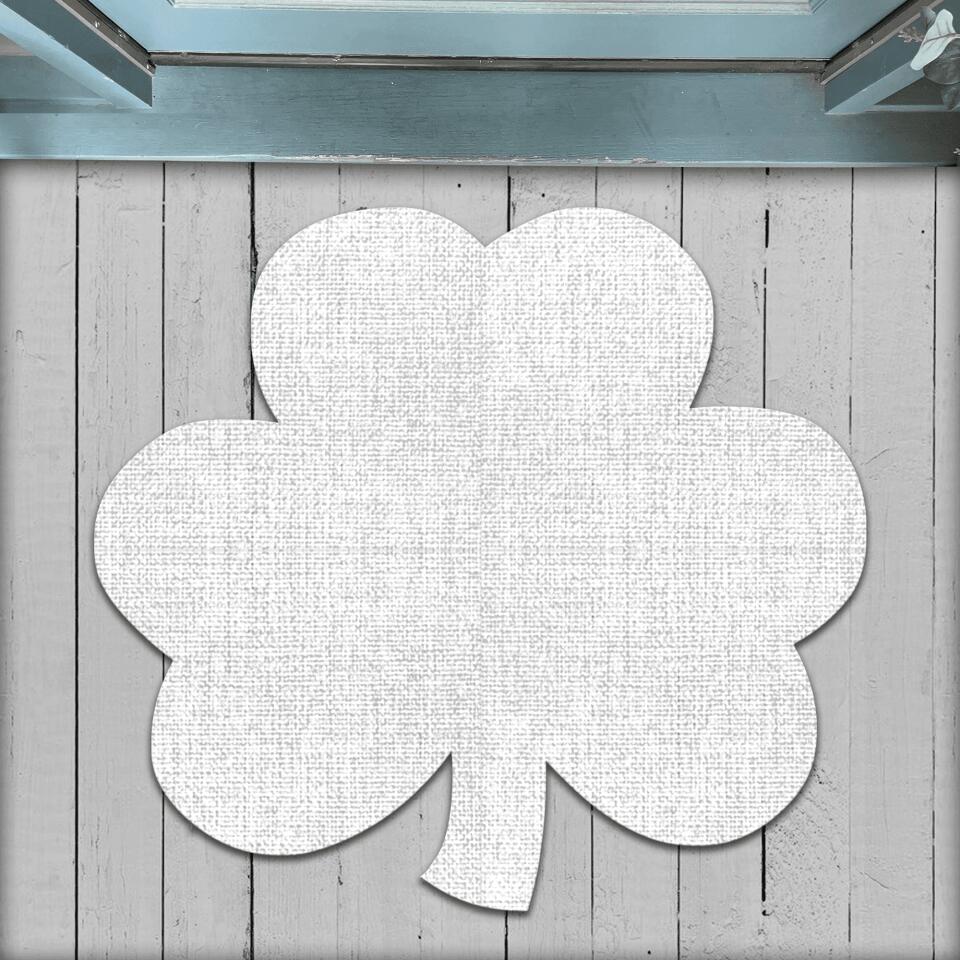 Welcome You Are Our Lucky Charm - Personalized Shamrock Shaped Doormat