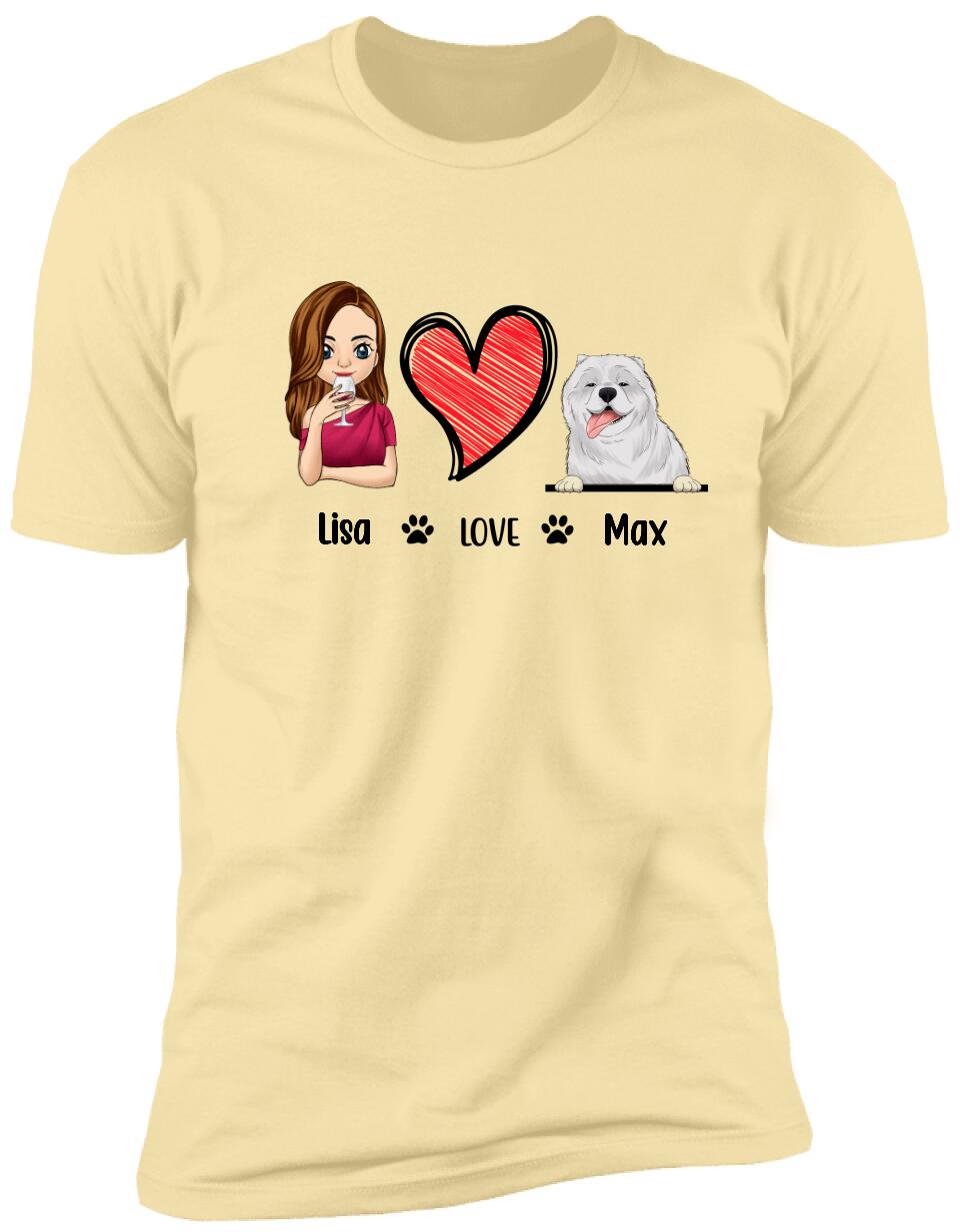 Customize Love Dog- Personalized T-shirt - Best Gift For Dog Lover