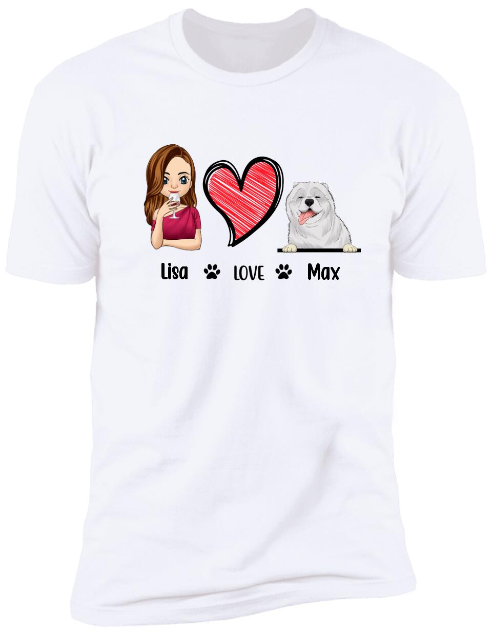 Customize Love Dog- Personalized T-shirt - Best Gift For Dog Lover