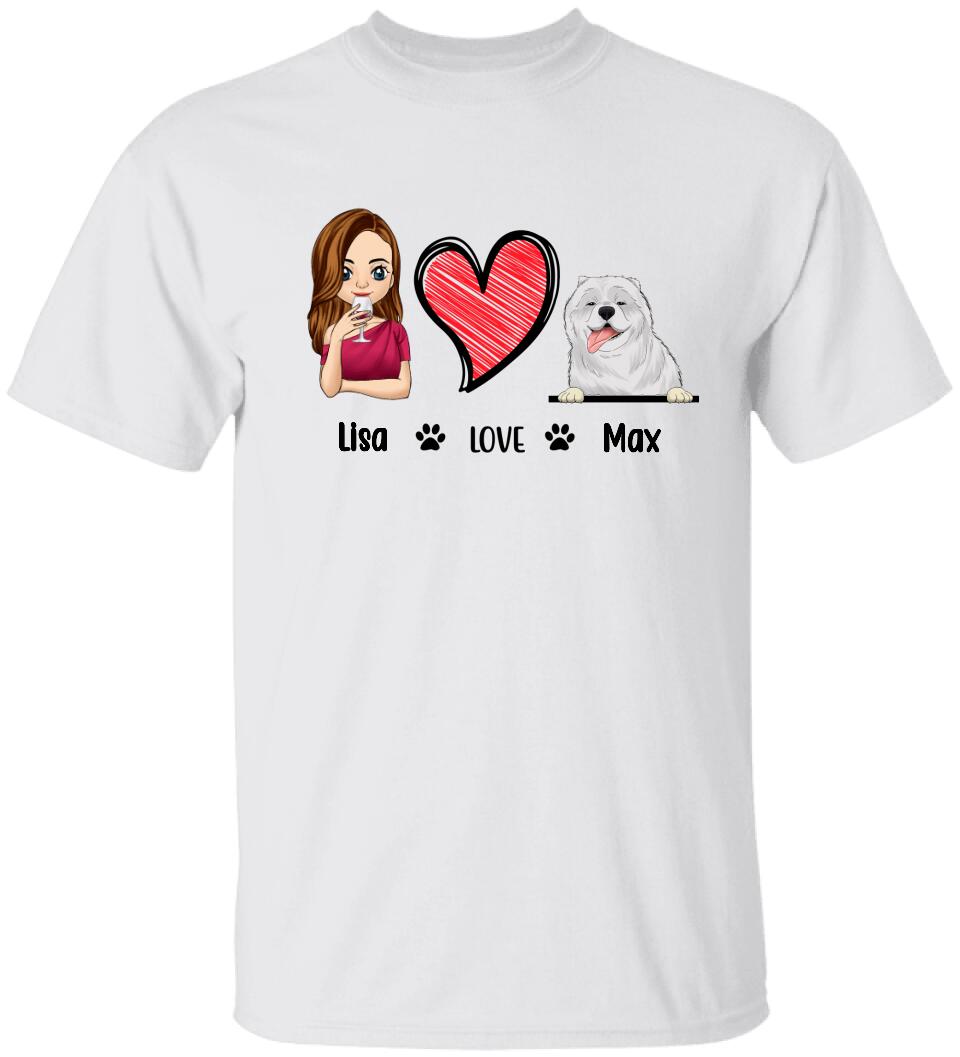 Customize Love Dog- Personalized T-shirt - Best Gift For Dog Lover