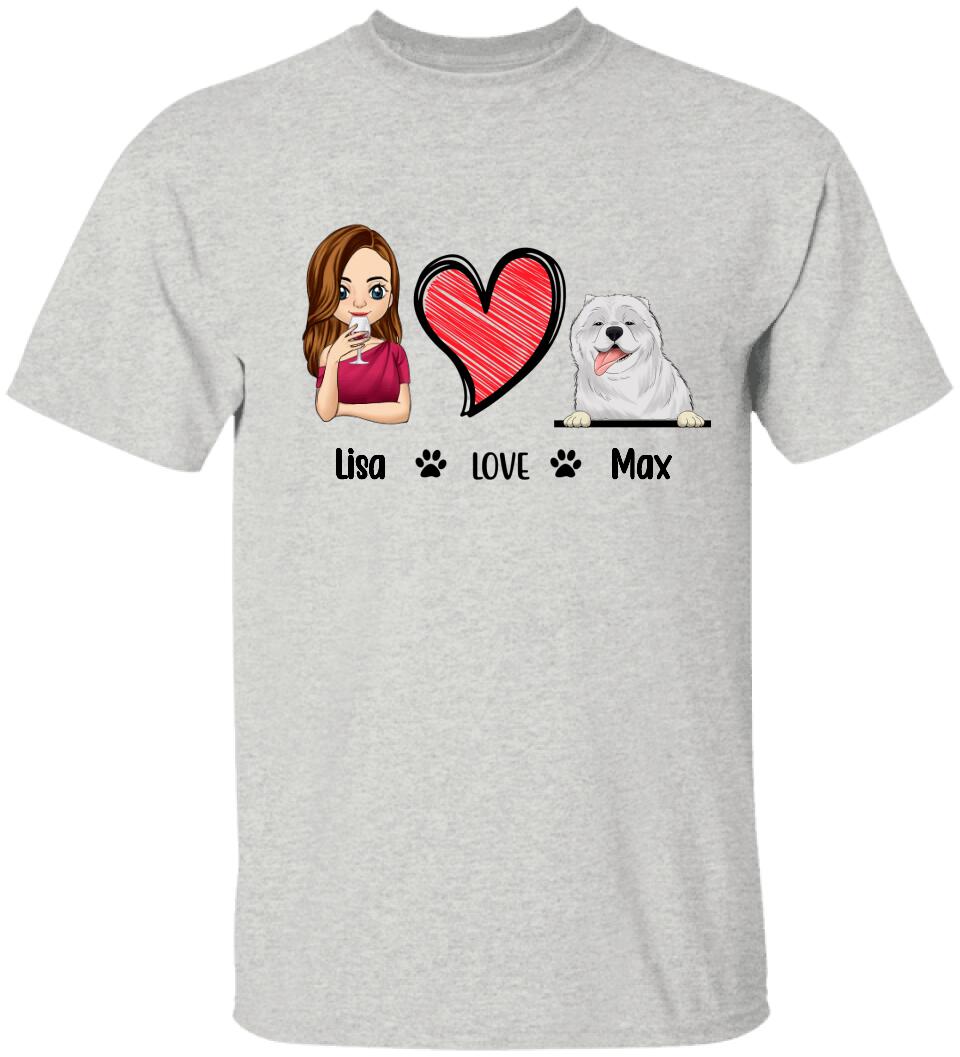 Customize Love Dog- Personalized T-shirt - Best Gift For Dog Lover
