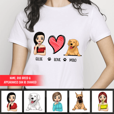 Customize Love Dog- Personalized T-shirt - Best Gift For Dog Lover