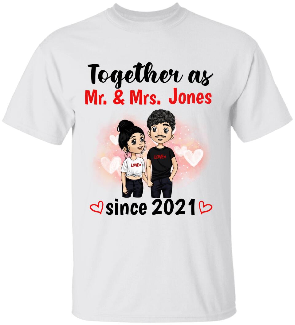 Together As Mr & Mrs, Anniversary Gifts - Personalized T-Shirt