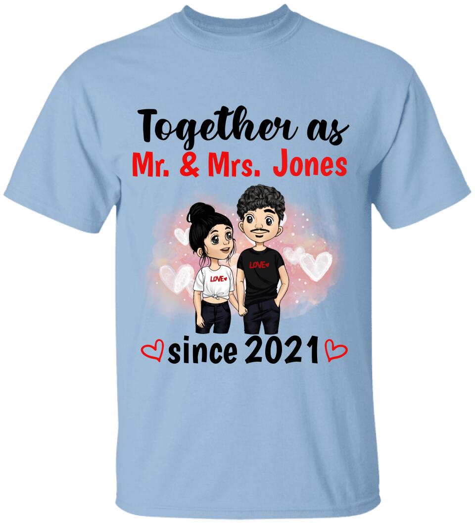 Together As Mr & Mrs, Anniversary Gifts - Personalized T-Shirt