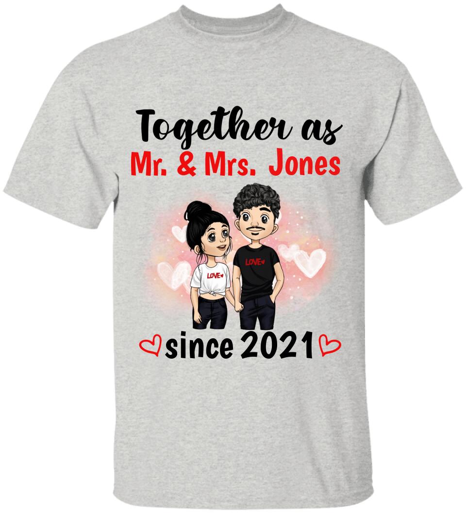 Together As Mr & Mrs, Anniversary Gifts - Personalized T-Shirt