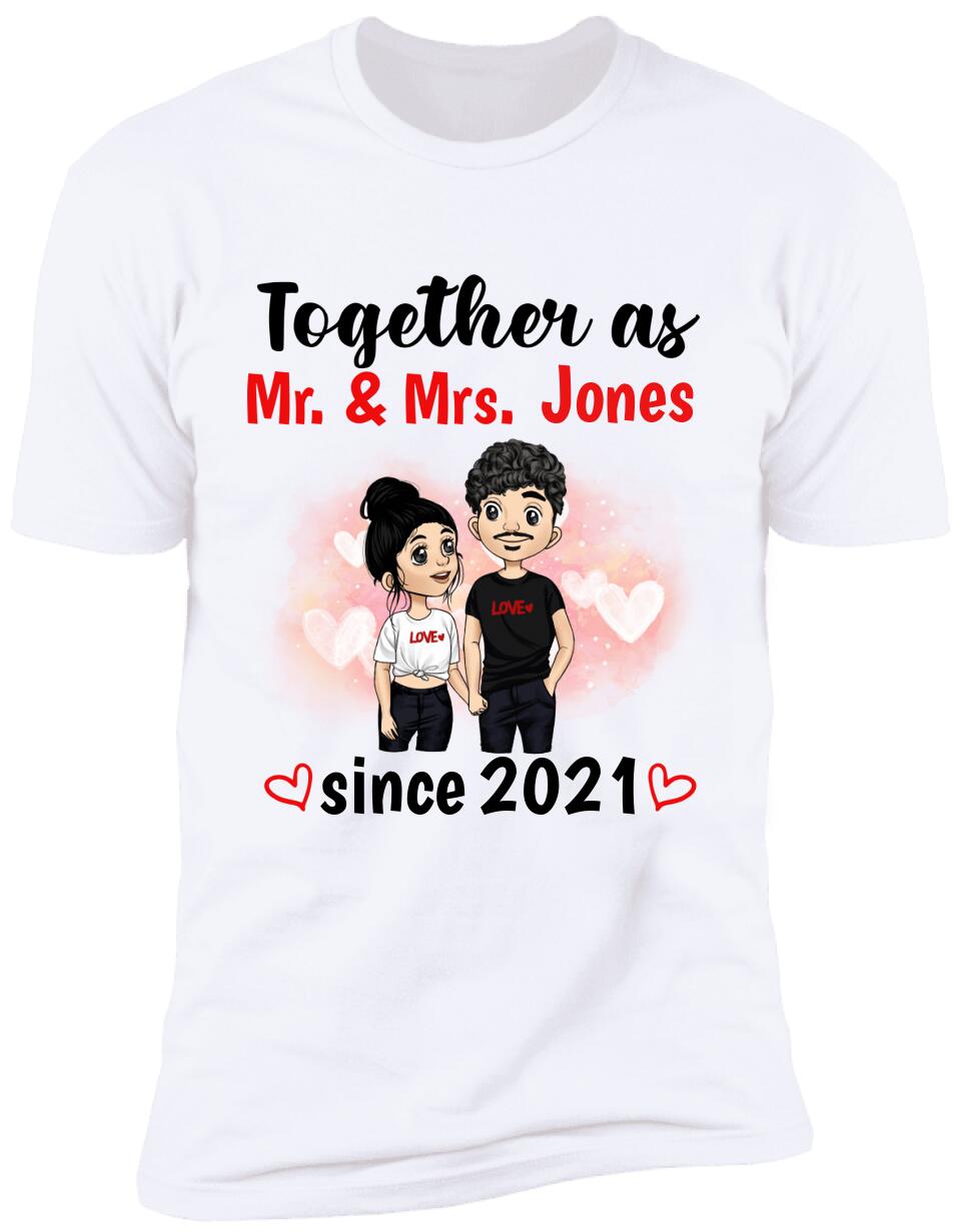 Together As Mr & Mrs, Anniversary Gifts - Personalized T-Shirt